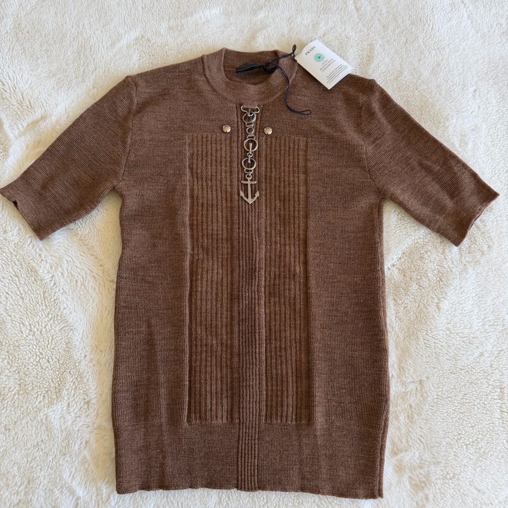 Prada Wool Crewneck Sweater with Studs